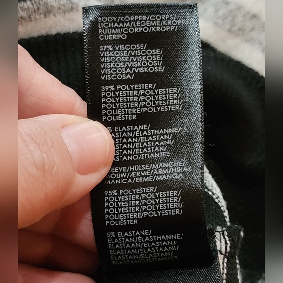 Liverpool Striped Long Sleeve Pullover Sweater Black Gray White Raglan Top XS - Picture 7 of 7